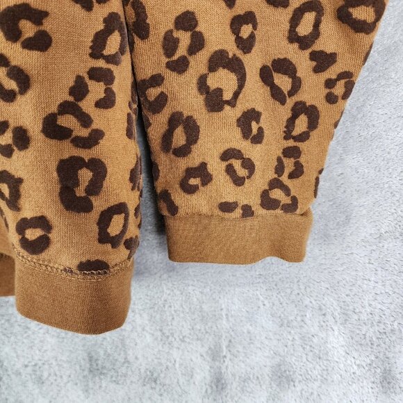 Womens Time And Tru Crop Shirt Brown Animal Print Long Sleeve Stretch Size S - Picture 3 of 10